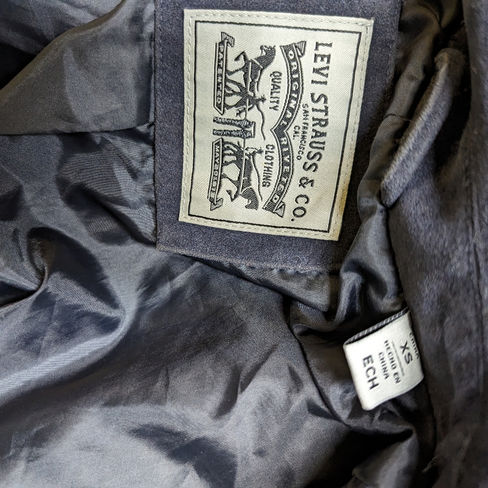 Levi's black Suede cropped Moto jacket size XS - Picture 6 of 11